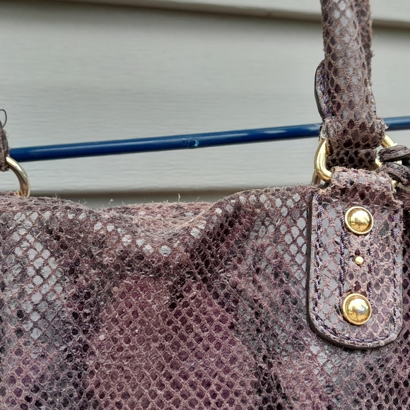Michael Kors Purple Python Leather Satchel Tote Good Pre Owned RARE - Picture 5 of 13